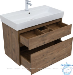 Тумба Aquanet Nova Lite 85 с раковиной Slim Synergy 85 дуб рустикальный