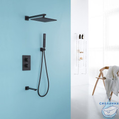 Душевая система Abber Weiss Insel 250 1 режим AF8050B (черный матовый)