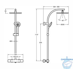 Душевая система Jacob Delafon Amelie 250 1 режим E32851-CP (хром)