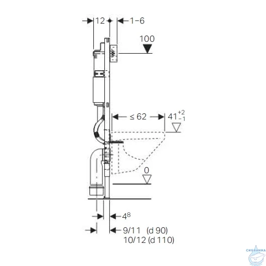 Инсталляция для унитазов Geberit Duofix Basic UP100 111.153.00.1