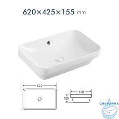 Раковина на столешницу 62 см Calypso CS6051