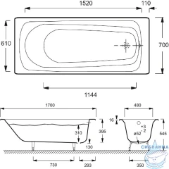 Ванна акриловая Jacob Delafon Melodie 170х70