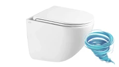 Унитаз подвесной безободковый, смыв торнадо Charus Estella Tornado CR.522.WT3.01 с сиденьем Soft Close (микролифт)