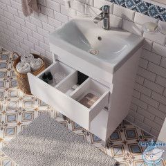 Тумба с умывальником напольная с ящиками, белая, 50 см, Zodiac, IDDIS, ZOD5CBFi95K подходит ум. 3505000i28