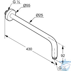  Держатель верхнего душа Kludi A-QA 43 см 6651439-00 (черный матовый)