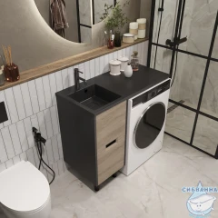 Тумба под раковину 1Marka Maid 38н антрацит/орех