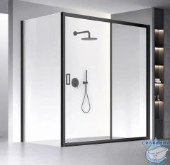 Душевое ограждение Veconi Rovigo 200x80 профиль черный, стекло прозрачное RV060B-20080-01-C5 (без поддона)