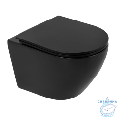 Унитаз подвесной безободковый Charus Black Estella Rimless EWC700-121B с сиденьем Soft Close (микролифт)