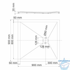 Поддон из литьевого мрамора WasserKRAFT Aller 90x90 10T03 серый