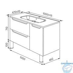 Тумба напольная, белая, 100 см, Edifice, IDDIS, EDI10WFi95. Подходит умывальник 0101000i28