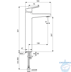 Смеситель для раковины Ideal Standard Ceraplan BD236AA (без донного клапана) (хром)
