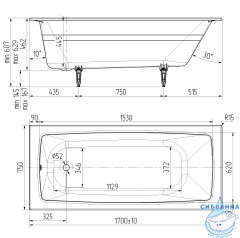 Чугунная ванна Универсал Бриз 170х75
