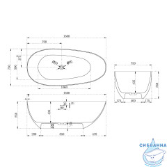 Ванна из искусственного камня ABBER Stein 160x75 AS9611-1.6