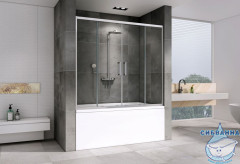 Шторка для ванны ABBER Schwarzer Diamant 160х140 AG57160 профиль хром, стекло прозрачное