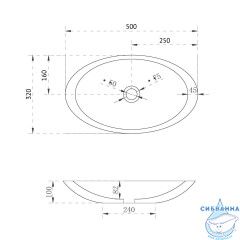 Раковина на столешницу 60 см ABBER Kristall AT2810Topas