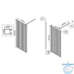 Walk-in Vincea Walk In HS 110 профиль брашированное золото , стекло рифленое VSW-1HP110FLBG	