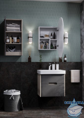 Тумба Акватон Оливия 55 с раковиной Адриана 55 серый/дуб ойстер