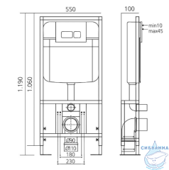 Инсталляция TONI ARTI TA-01 с кнопкой смыва TA-0044 в комплекте с безободковым унитазом Noche c сиденьем Soft close (микролифт)