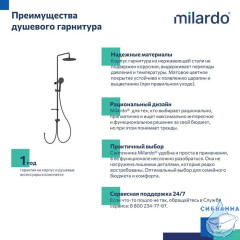 Душевой гарнитур с тропической лейкой, черный матовый, Ideal Spa, Milardo, ILSBL3FM76