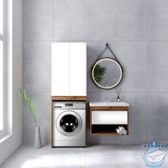 Тумба Viant Бостон 60П с раковиной Como 60 дуб вотан/белый