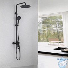 Душевая стойка ABBER Weiss Insel AF8016NB с изливом, черная матовая