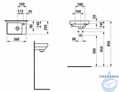Раковина 36 см Laufen Pro S 8.1596.0.000.104.1