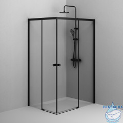 Душевое ограждение AM.PM X-Joy 120х90 W94G-403-12090-BТ профиль черный, стекло прозрачное (без поддона)