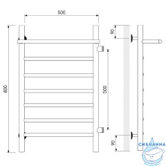 Полотенцесушитель водяной Laris Классик П7 80х50 R (боковое подключение 50 см)