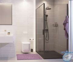 Дверь в нишу Wasserkraft Elbe 74P04 90x200 профиль черный, стекло прозрачное