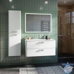 Тумба с умывальником, подвесная, 100 см, белая, Brick, IDDIS, BRI10W1i95K