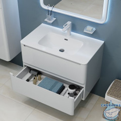 Тумба с умывальником, подвесная, 80 см, белая, Edifice, IDDIS, EDI80W0i95K