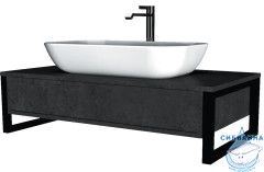 Тумба подвесная 1Marka GRUNGE LOFT 70П (1 ящик) Бетон темно-серый с раковиной Sanita Luxe Инфинити 60
