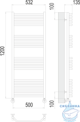 Полотенцесушитель водяной Terminus Виктория П22 50х120 (нижнее подключение)
