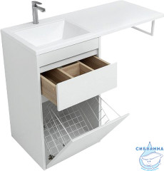 Тумба Aquanet Токио 48 239289 L белый глянец с раковиной Даллас 110