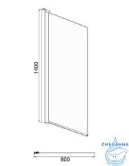 Шторка для ванны Azario Merrit 80x140 профиль серебро, стекло прозрачное AZ-NF6211-1 800