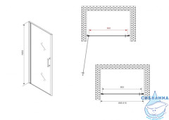 Дверь в нишу ABBER Sonnenstrand AG04090B 90x195 профиль черный, стекло прозрачное