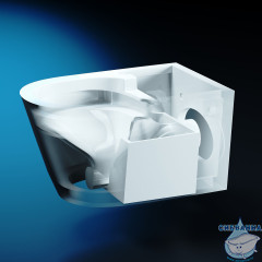 Унитаз подвесной безободковый, импульсный Abber Bequem AC1119S с сиденьем Soft Close (микролифт) (белый матовый)