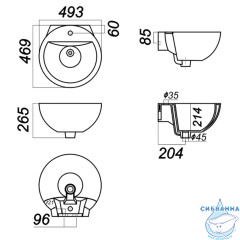 Раковина 49 см Sanita luxe Арт Флора ARTSLWB10