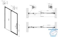 Дверь в нишу Vincea Ultima 120 профиль вороненая сталь, стекло прозрачное VDS-7UL120CLGM