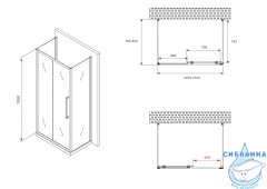 Душевое ограждение Abber Schwarzer Diamant 150x80 профиль черный, стекло матовое AG30150BMH-S80BM-S80BM (без поддона)