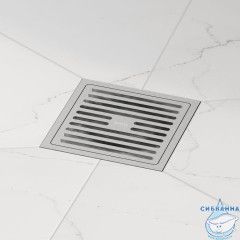 Трап душевой, вертикальный выпуск, сухой затвор, 10х10см, хром матовый, IDDIS, 980CV10SB3DDZ