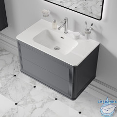 Тумба с умывальником, подвесная, 80 см, темно-серый, Oxford Neo, IDDIS, OXN80D0i95K подходит умыв. 0108000i28