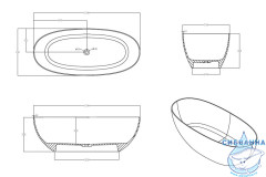 Ванна из полиэфирной смолы ABBER Kristall 170х75 AT9703Amber желтая