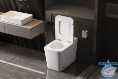 Унитаз приставной импульсный Abber Rechteck AC1213P с сиденьем Soft Close (микролифт) (белый)