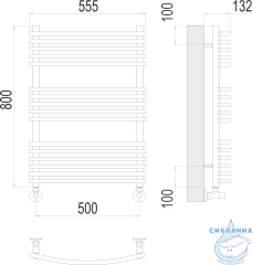 Полотенцесушитель водяной Terminus Марио П16 50х80 (нижнее подключение)
