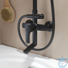 Смеситель с верхним душем и изливом, черный матовый, Ray, IDDIS, RAYBL3Fi06