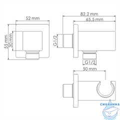 Шланговое подсоединение WasserKRAFT A125 (хром)
