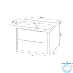 Тумба с умывальником, подвесная, 80 см, белый, Cloud X, IDDIS, CLX80W0i95K подходит умыв. 0178000i28