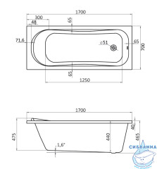 Акриловая ванна Santek Тенерифе 170х70 с каркасом