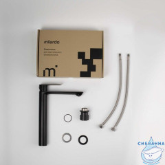 Смеситель для настольного умывальника, чёрный матовый, Maze, Milardo, MAZBL01M01